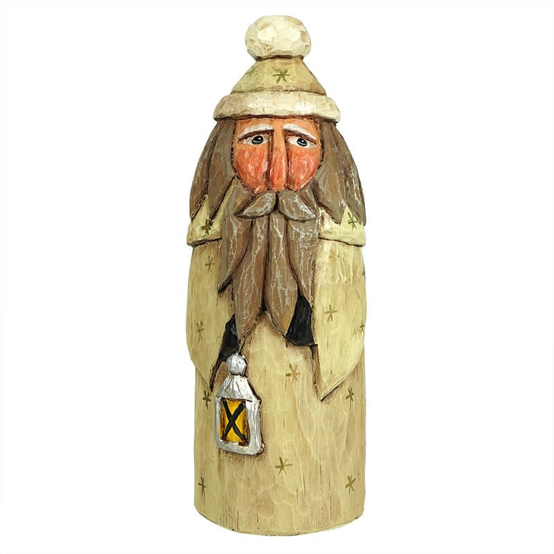 Olde World White Santa with Lantern