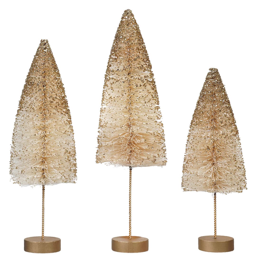 Opal Gold Glow Bottle Brush Trees Set/3