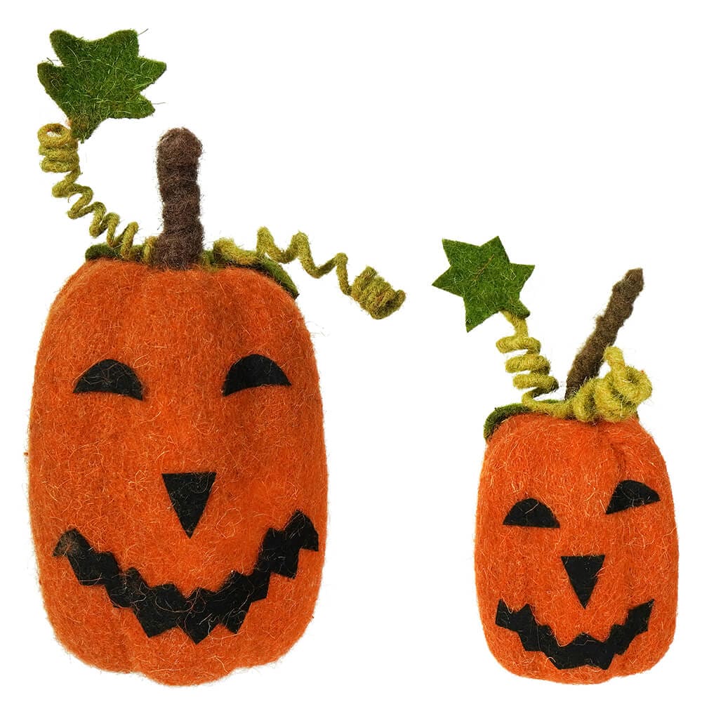 Orange Felt Jack-O-Lanterns Set/2