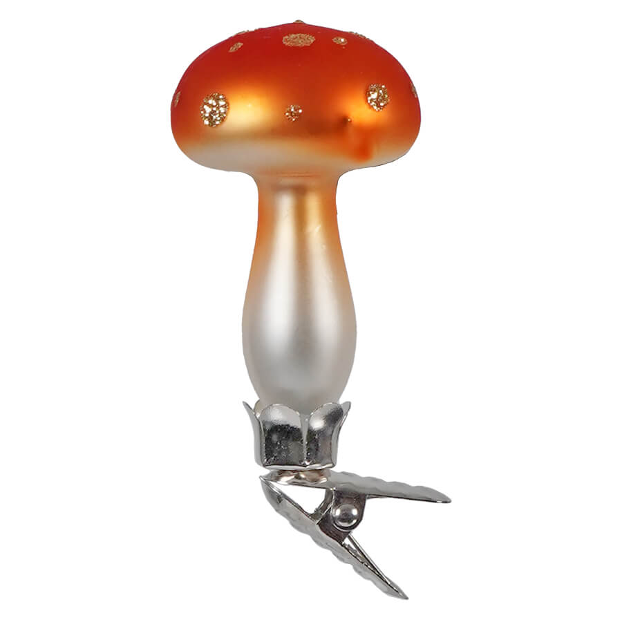 Orange Mini Mushroom Clip-On Ornament - Ornaments