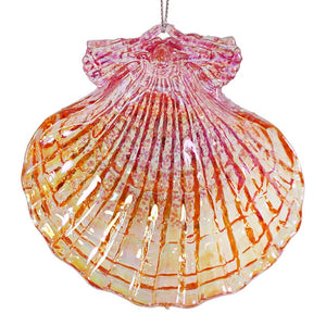 Orange & Pink Sparkle Scallop Shell Ornament