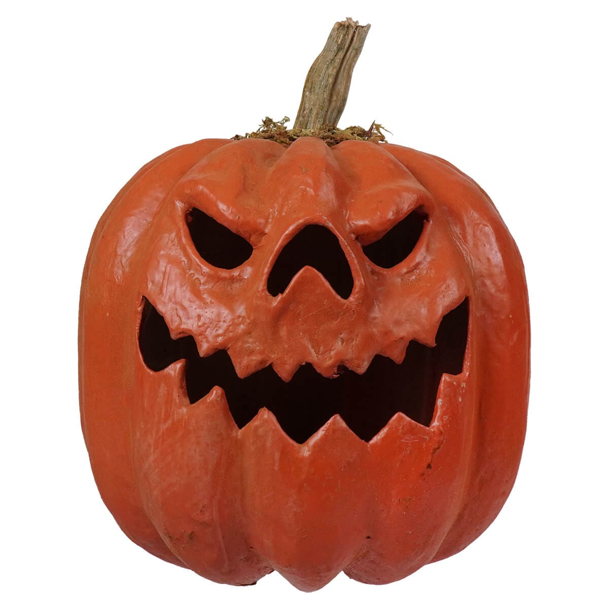 Orange Scary Face Carved Pumpkin With Teeth - Halloween