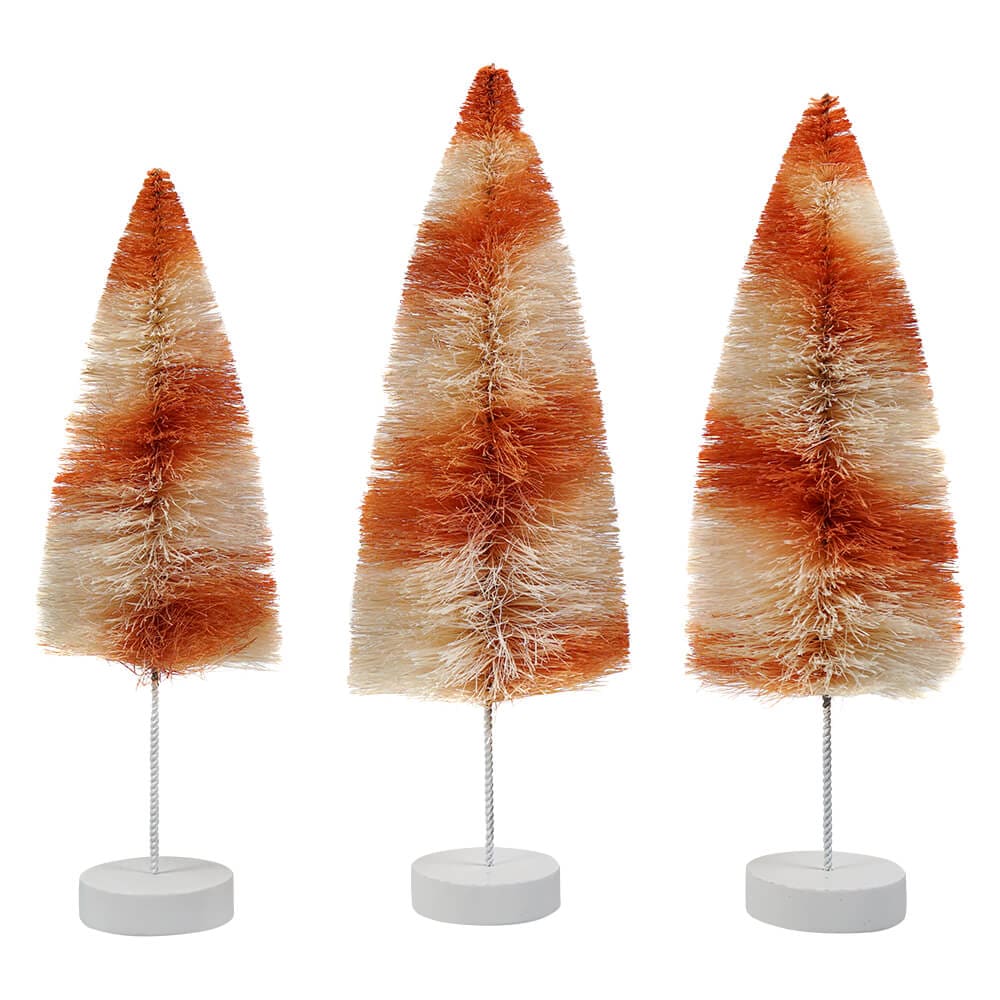 Orange Stripes Delights Bottle Brush Trees Set/3