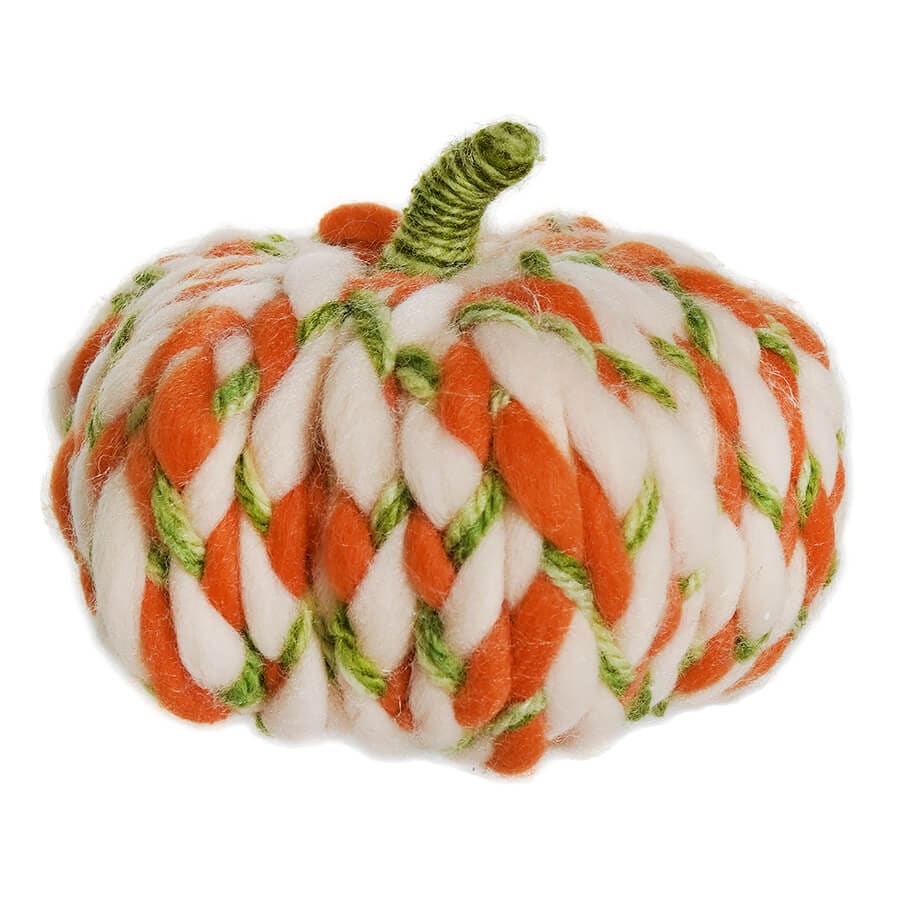 Orange, White & Green Wooly Pumpkins Set/3