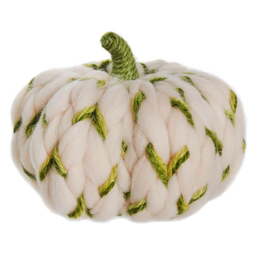 Orange, White & Green Wooly Pumpkins Set/3