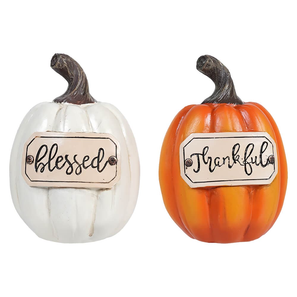 Orange & White Resin Harvest Pumpkins Set/2