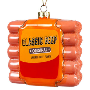 Packaged Classic Beef Hot Dogs Glass Ornament - Ornaments