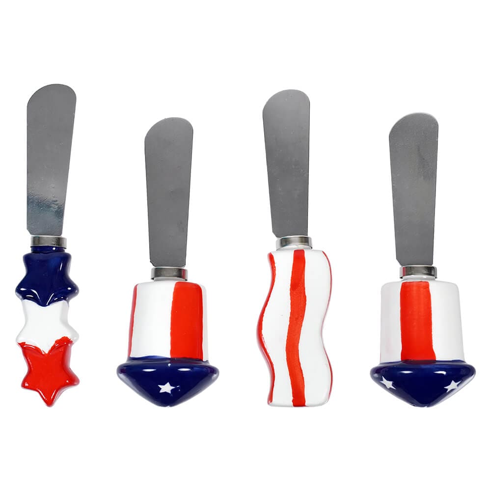 Packaged Star & Firework Shaped Americana Spreaders Set/4