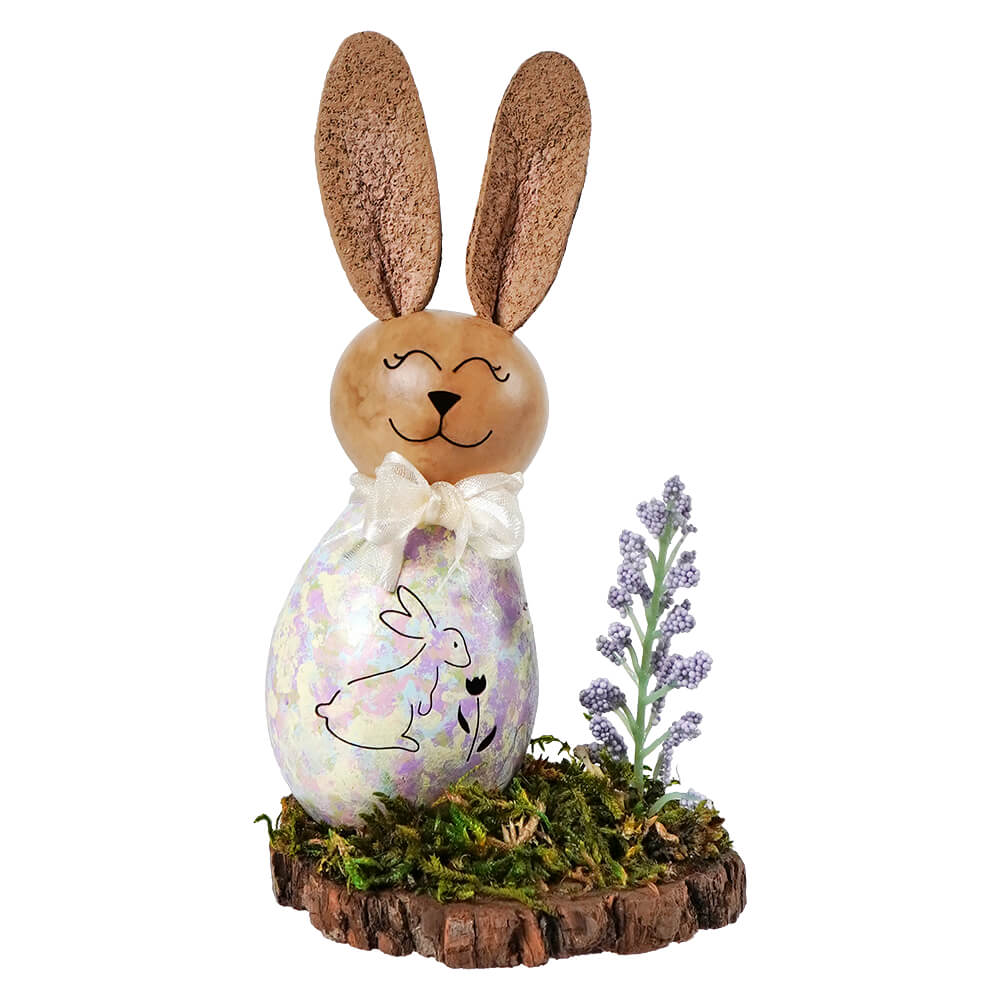 Paige bunny gourd scene featuring a bunny cutout and purple flower meadowbrooke gourds decoration for easter