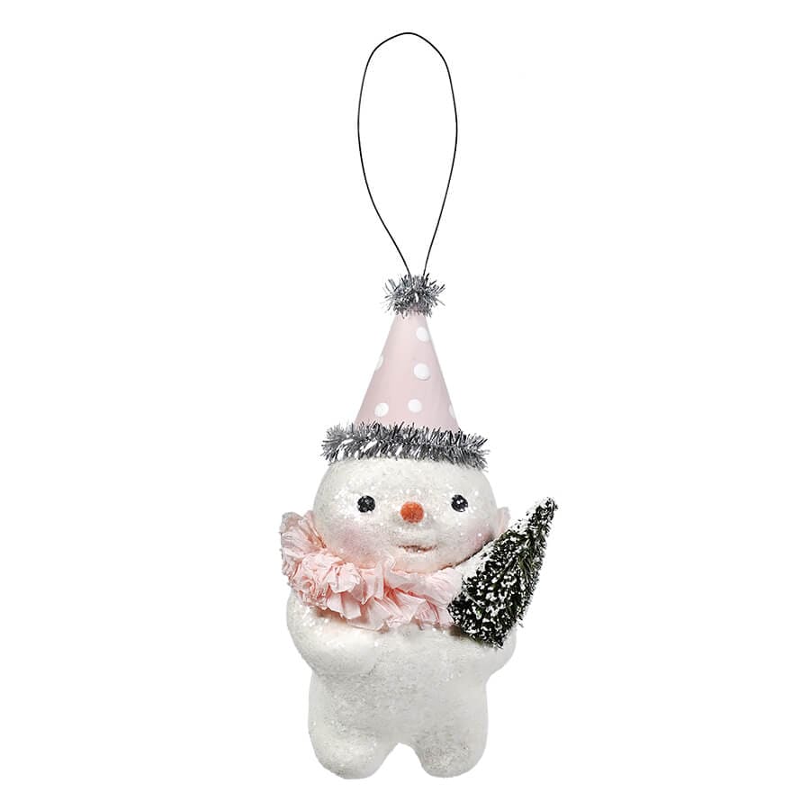 Party in Pink Snowman Ornament