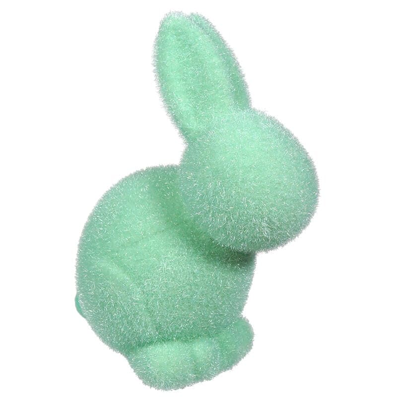 Pastel Aqua Green Flocked Seated Bunny