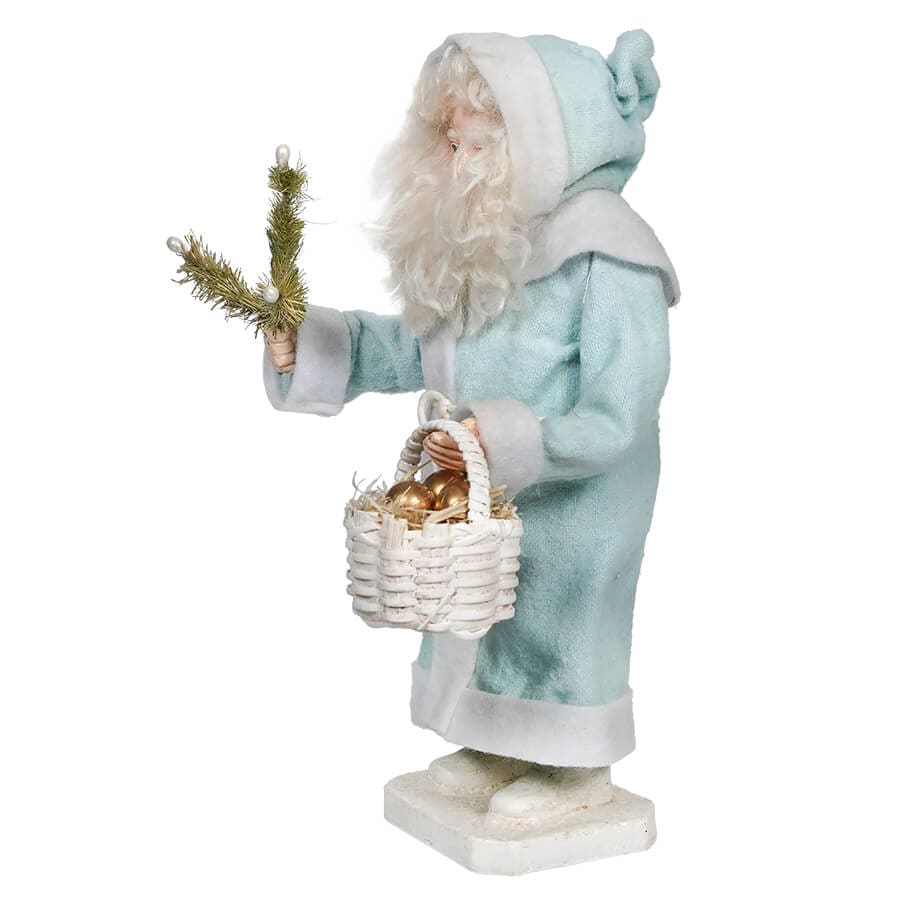 Pastel Blue Santa With Basket