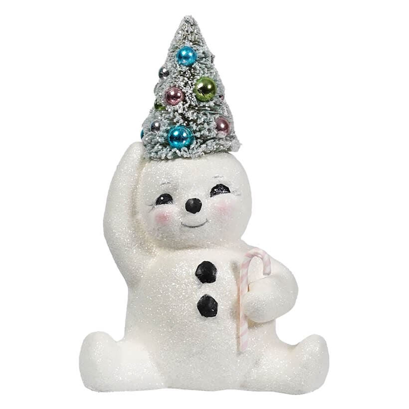 Pastel Candy Cane Snowman With Tree