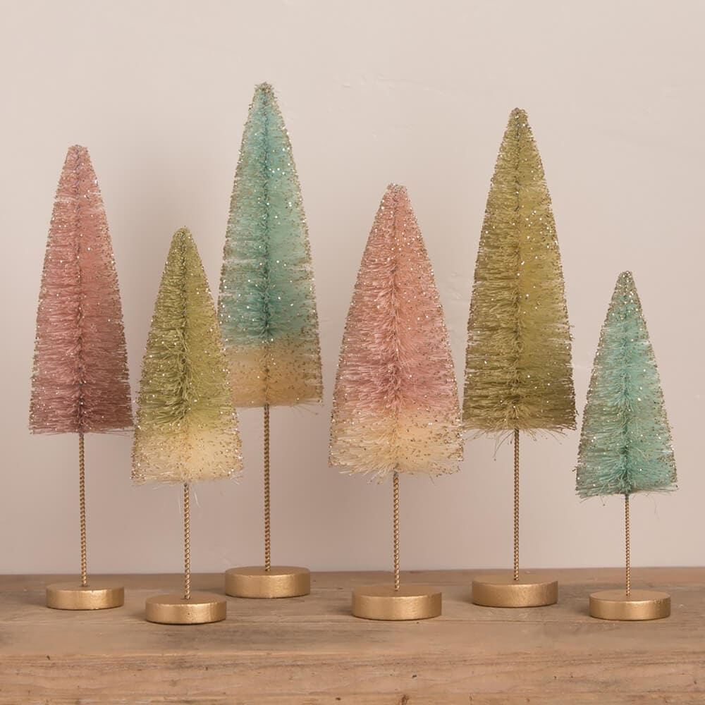 Pastel Forest Bottle Brush Trees Set/6