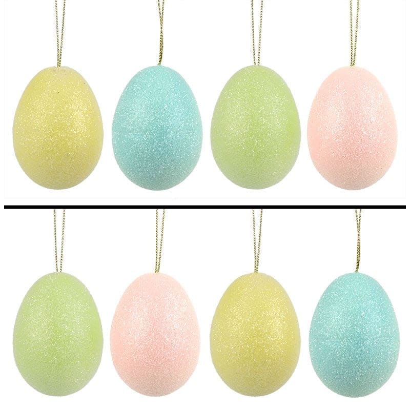 Pastel Glittered Eggs Set/8