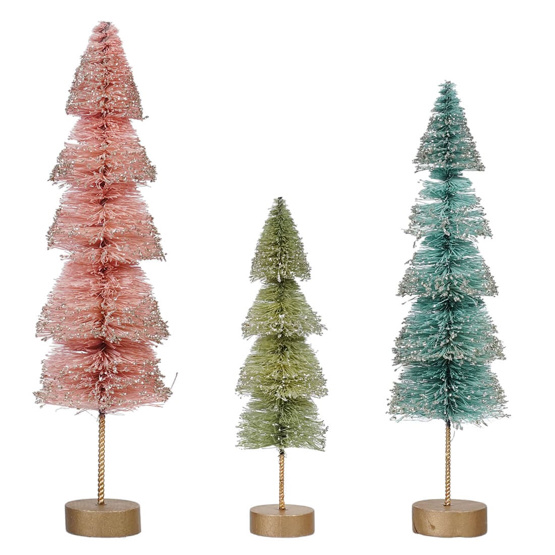 Pastel Layered Bottle Brush Trees Set/3