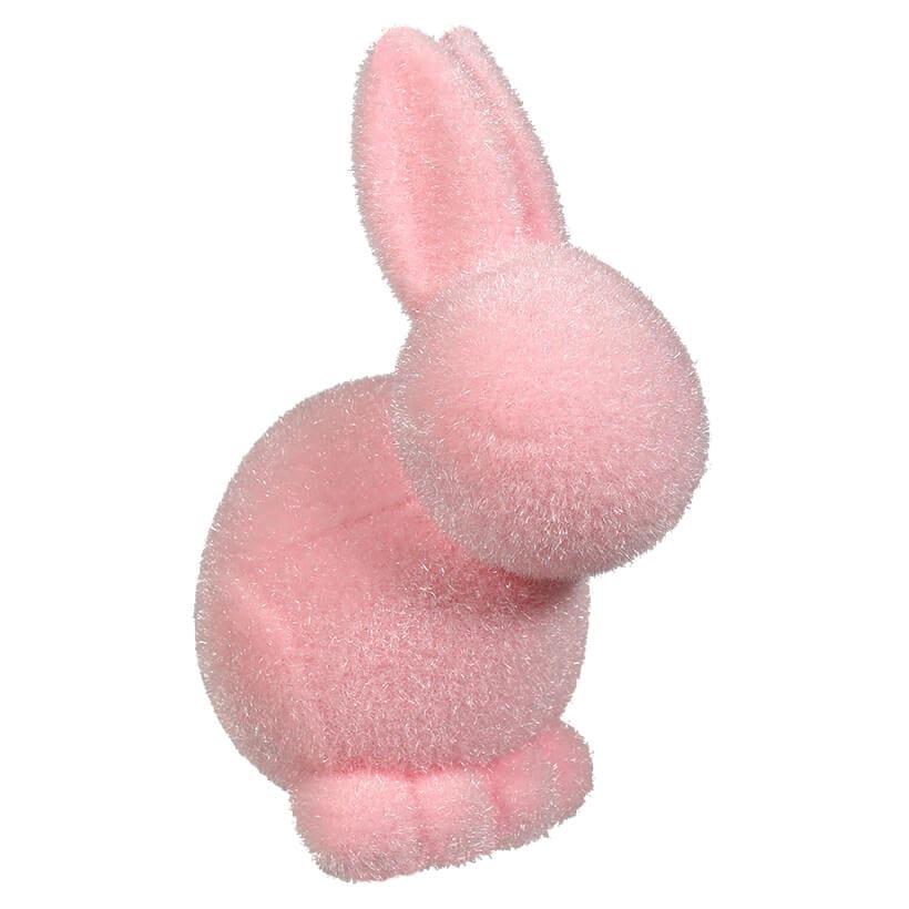 Pastel Pink Flocked Seated Bunny