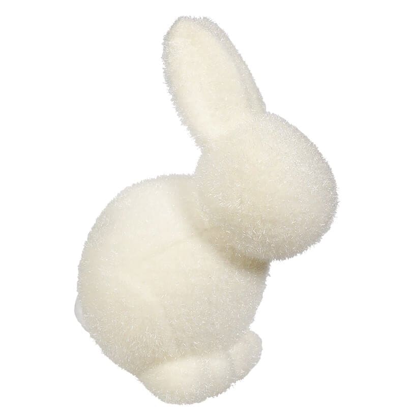 Pastel White Flocked Seated Bunny