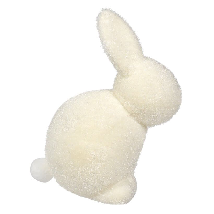 Pastel White Flocked Seated Bunny