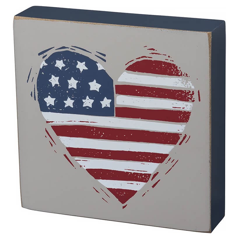 Patriotic Heart Block Sign