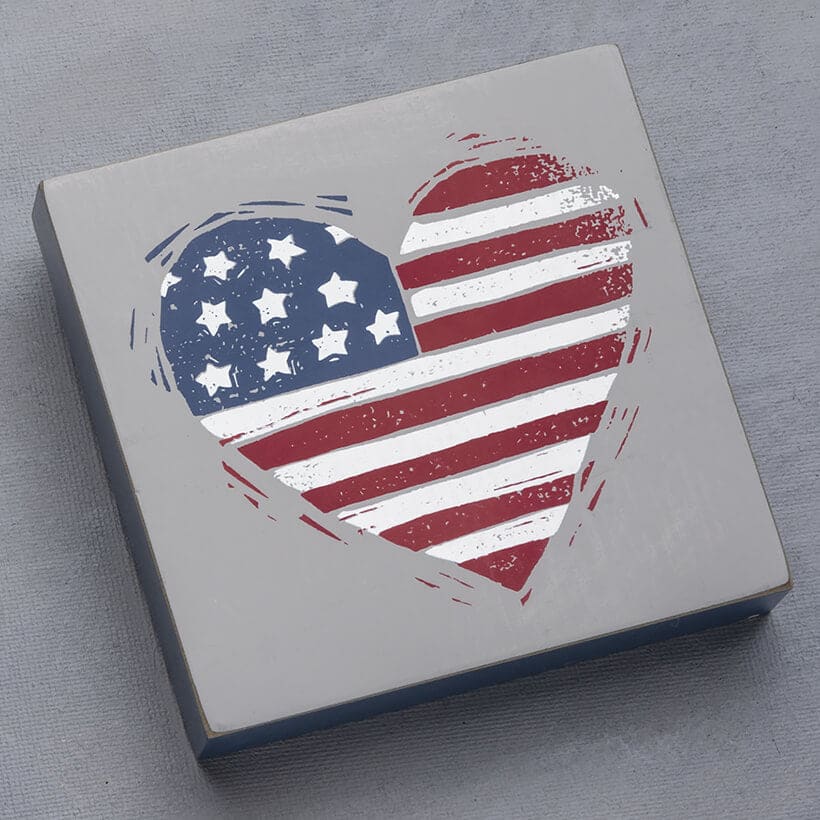 Patriotic Heart Block Sign