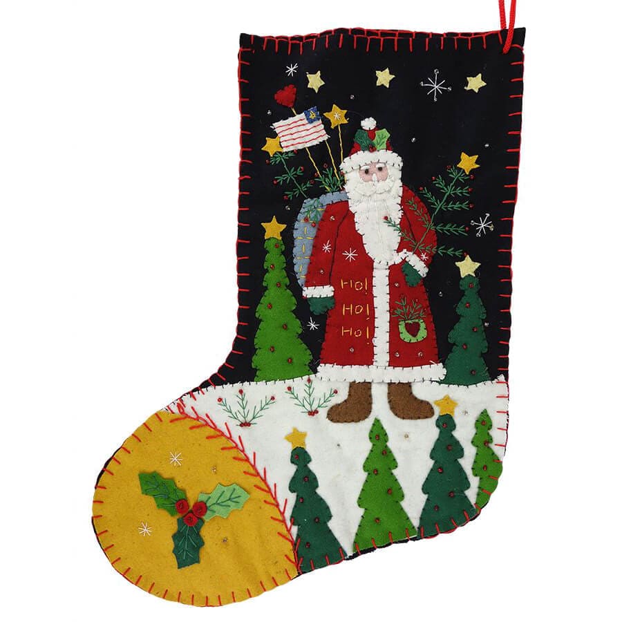 Patriotic Santa with Flag Stocking