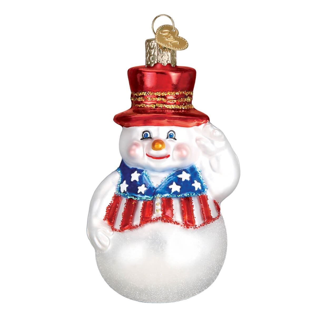 Patriotic Snowman Ornament