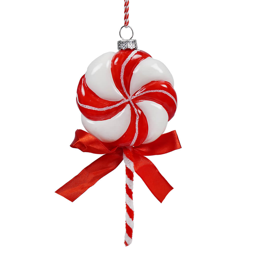 Peppermint Lollipop Glass Ornament - Ornaments