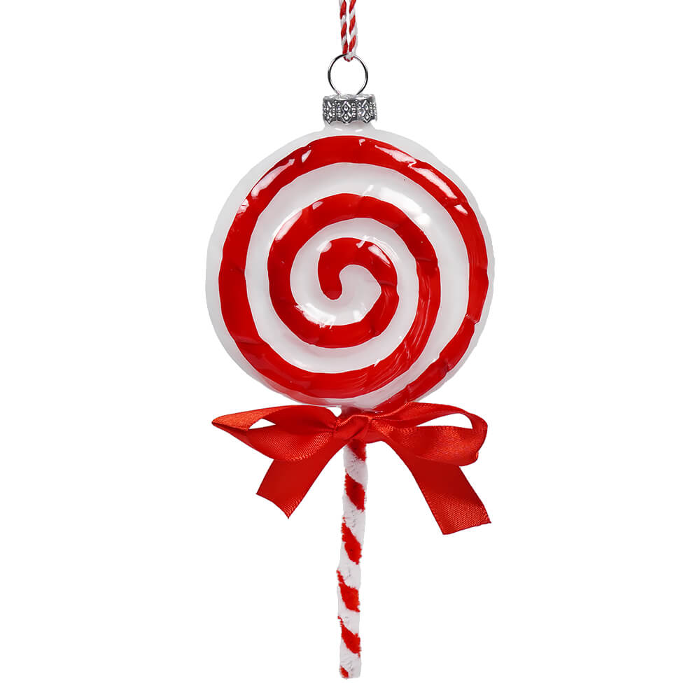 Peppermint Swirl Lollipop Glass Ornament - Ornaments