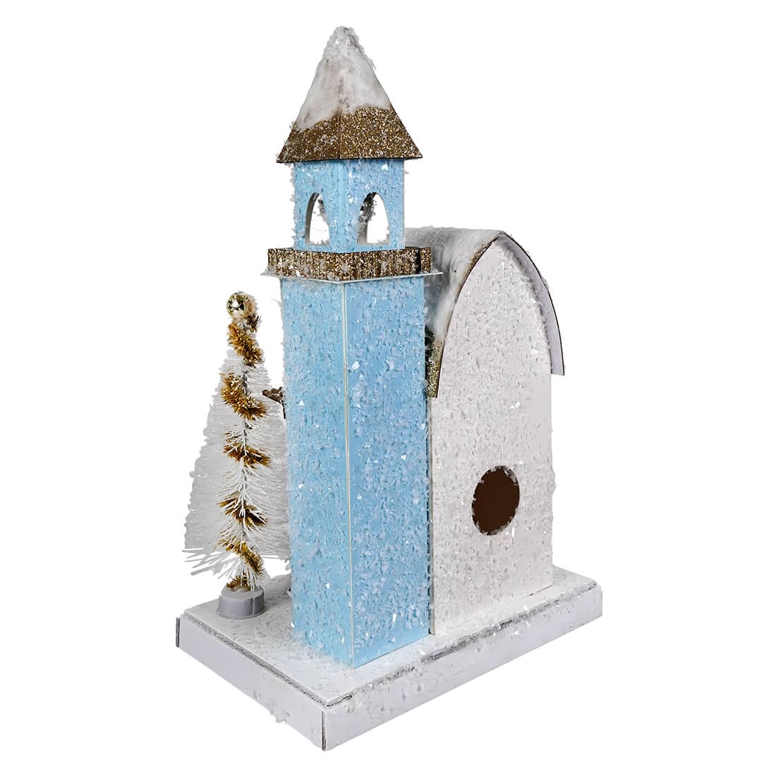 Petite Church With White Tree & Deer - Christmas