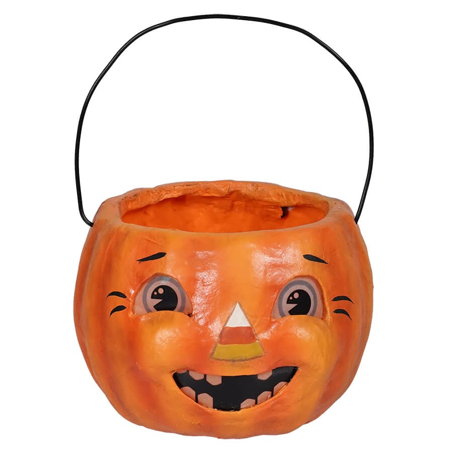 Petite Happy Candy Corn Pumpkin Bucket - Halloween