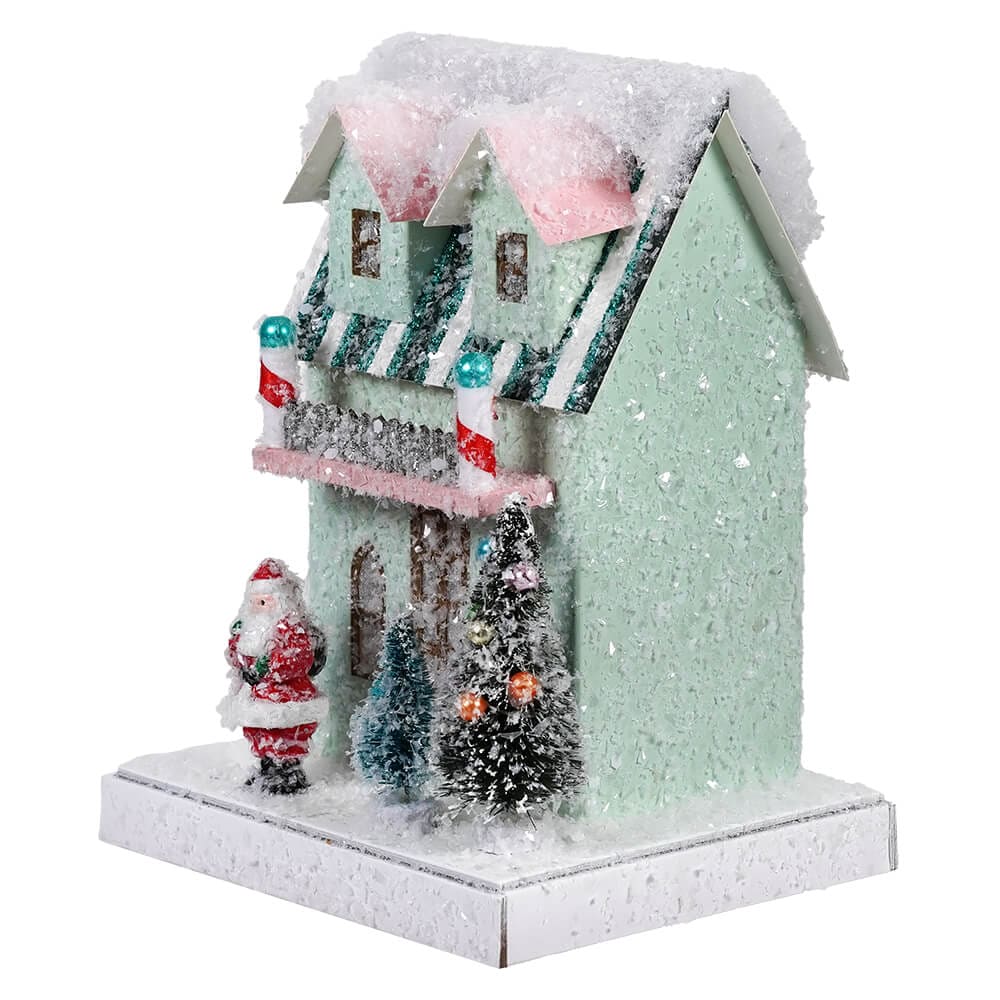 Petite Mint Santa House - Christmas