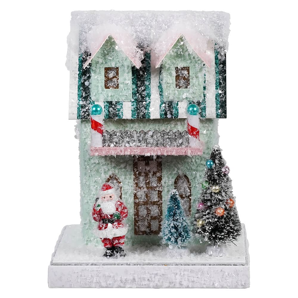 Petite Mint Santa House - Christmas