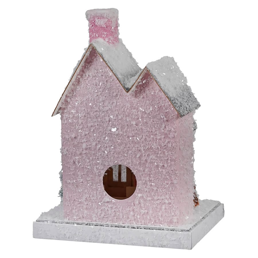 Petite Pink House With Deer - Christmas