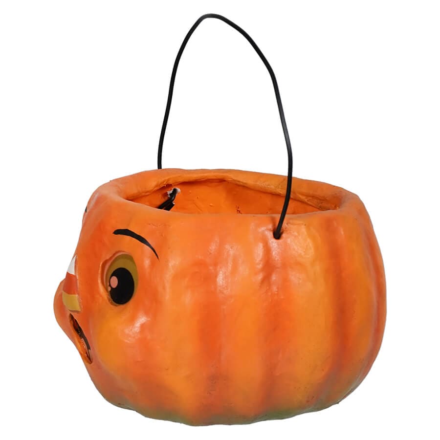 Petite Surprised Candy Corn Pumpkin Bucket - Halloween