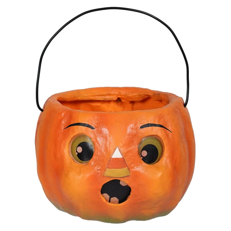 Petite Surprised Candy Corn Pumpkin Bucket - Halloween