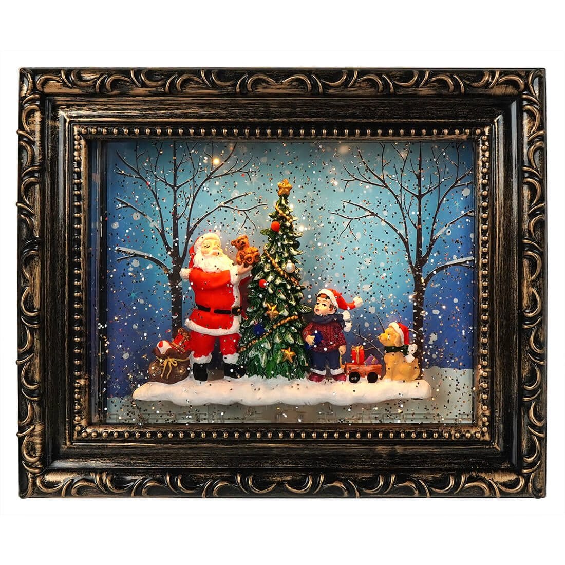 Picture Frame Santa Giving Out Presents Lighted Scene