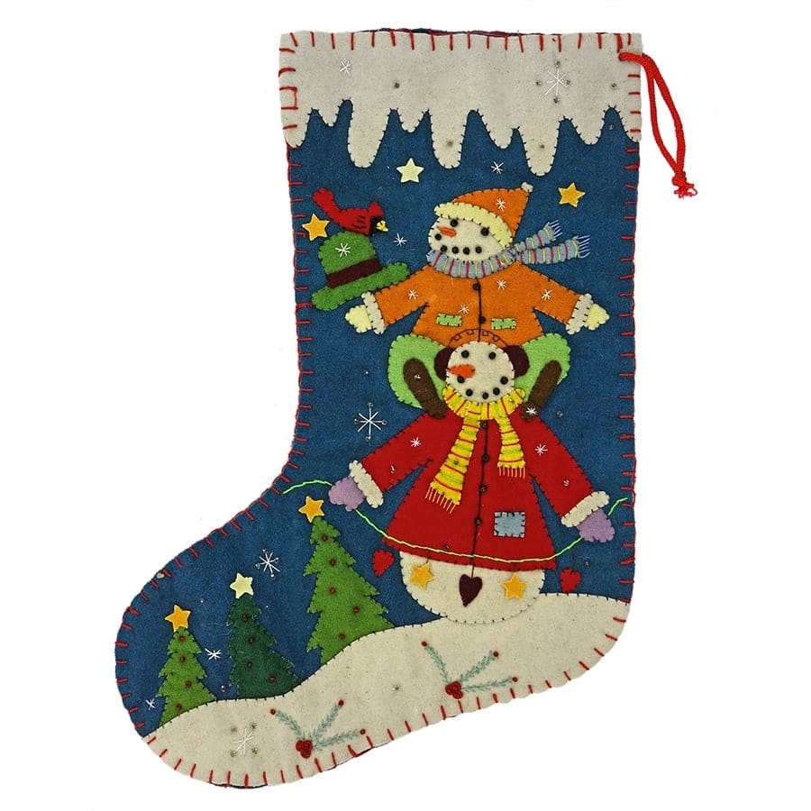 Piggyback Snowmen Stocking