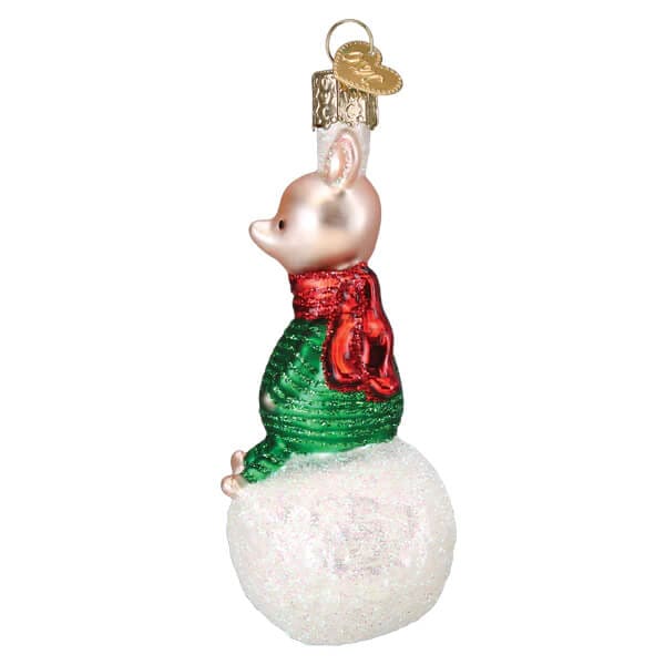 Piglet On Snowball Ornament - Ornaments