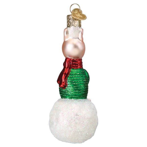 Piglet On Snowball Ornament - Ornaments