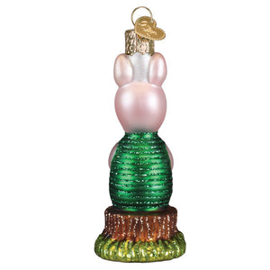 Pink glass piglet ornament with green glittery skirt and gold cap christmas glass ornament for toys & fun miscellaneous ornaments