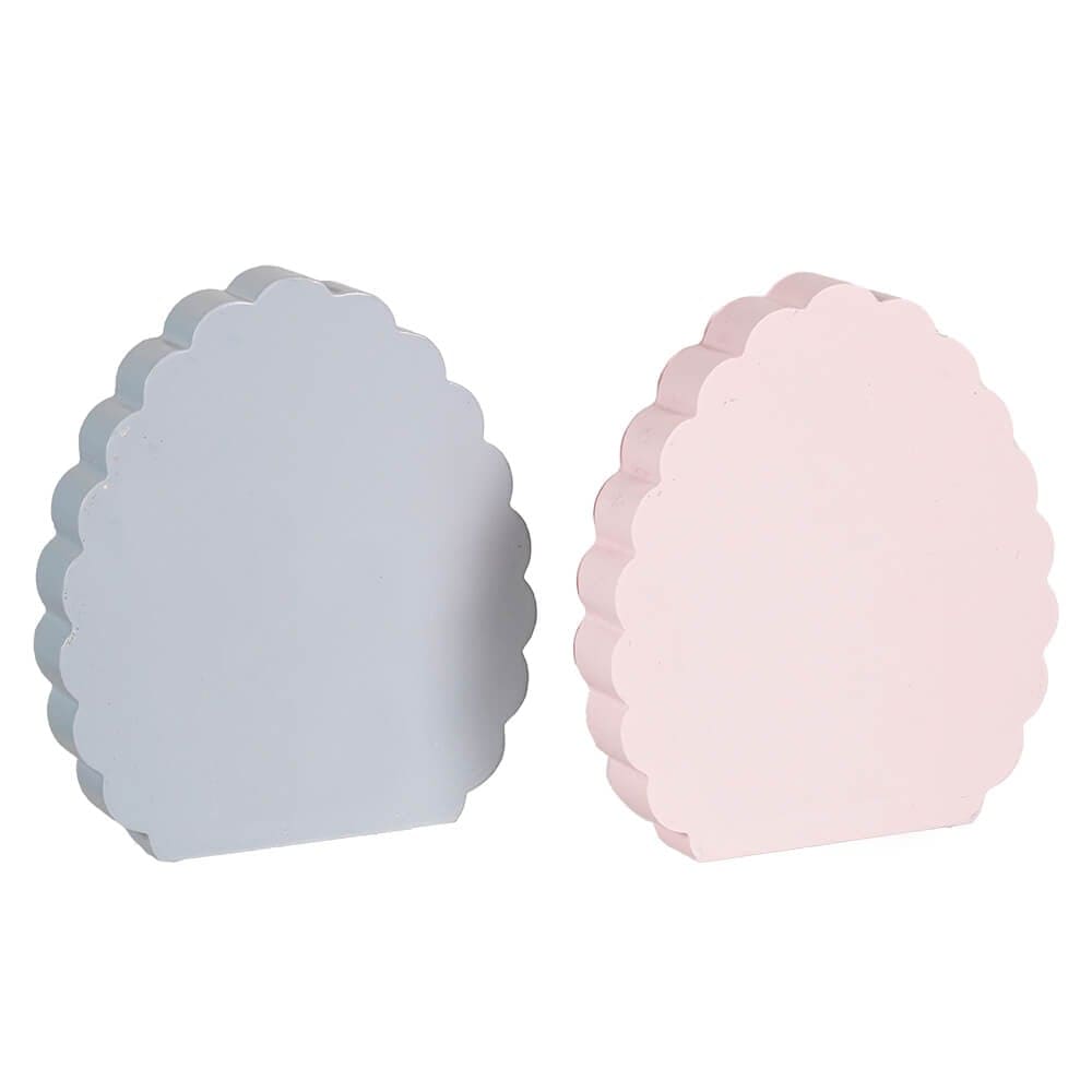 Pink & Blue Scalloped Egg Floral Bunny Decor Set/2