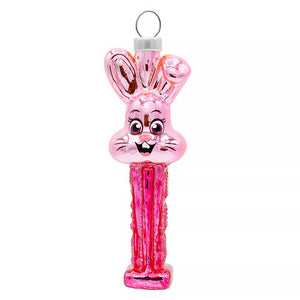 Pink easter bunny mini pez© dispenser ornament in vibrant pink perfect for decorating easter ornaments collections