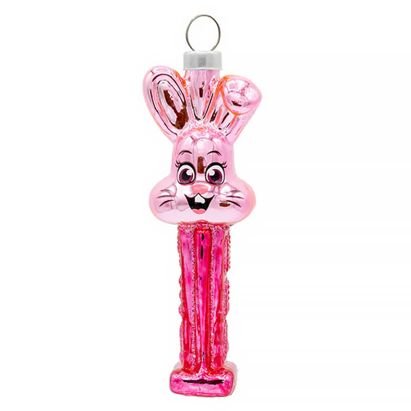 Pink easter bunny mini pez© dispenser ornament in vibrant pink perfect for decorating easter ornaments collections