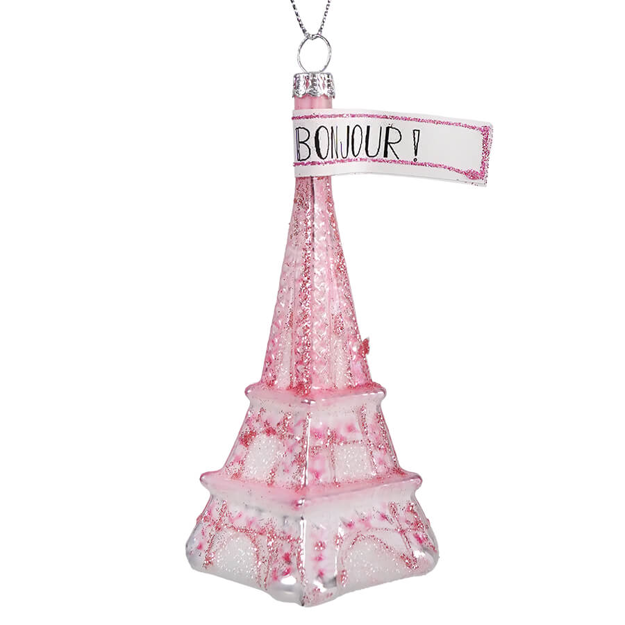 Pink Eiffel Tower Glass Ornament - Ornaments