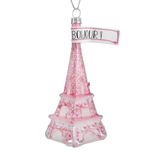 Pink Eiffel Tower Glass Ornament - Ornaments