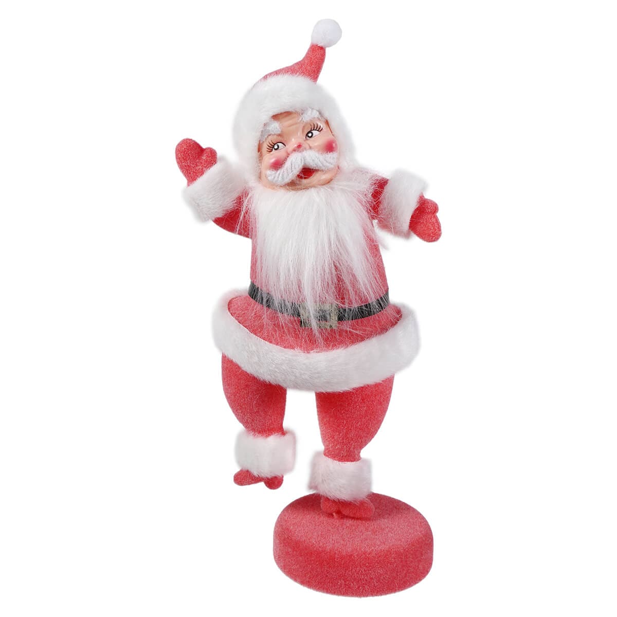 Pink Flocked Dancing Santa - Christmas