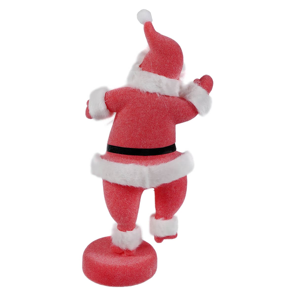 Pink Flocked Dancing Santa - Christmas