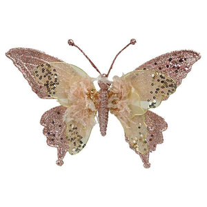 Pink Lace Butterfly Clip-On Ornament