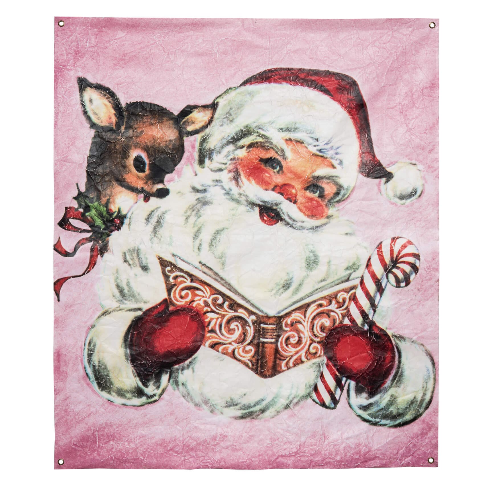 Pink Paper Santa & Reindeer Wall Art - Christmas